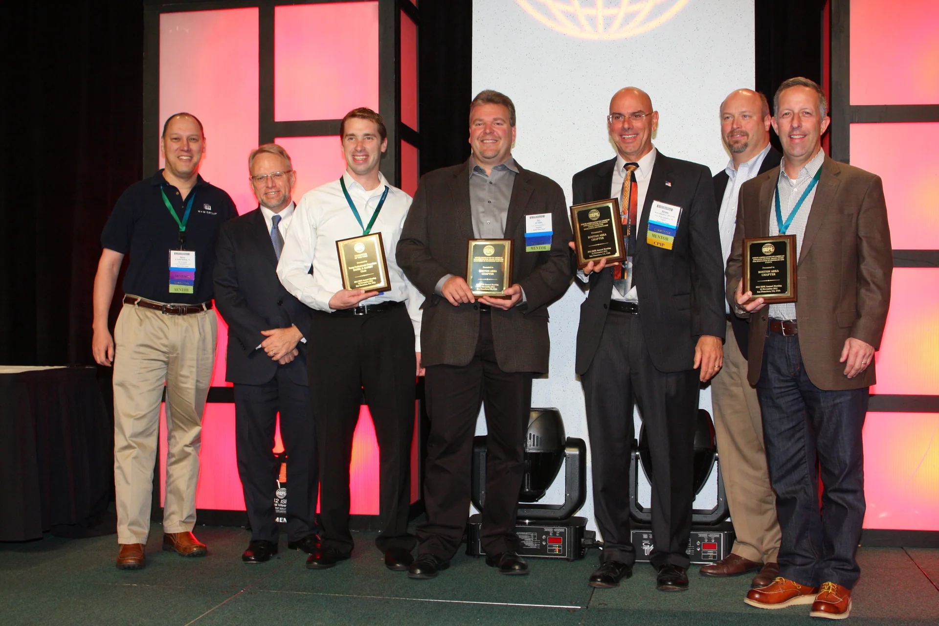 Brian Hagopian and fellow ISPE Boston Area Chapter leaders receiving industry awards