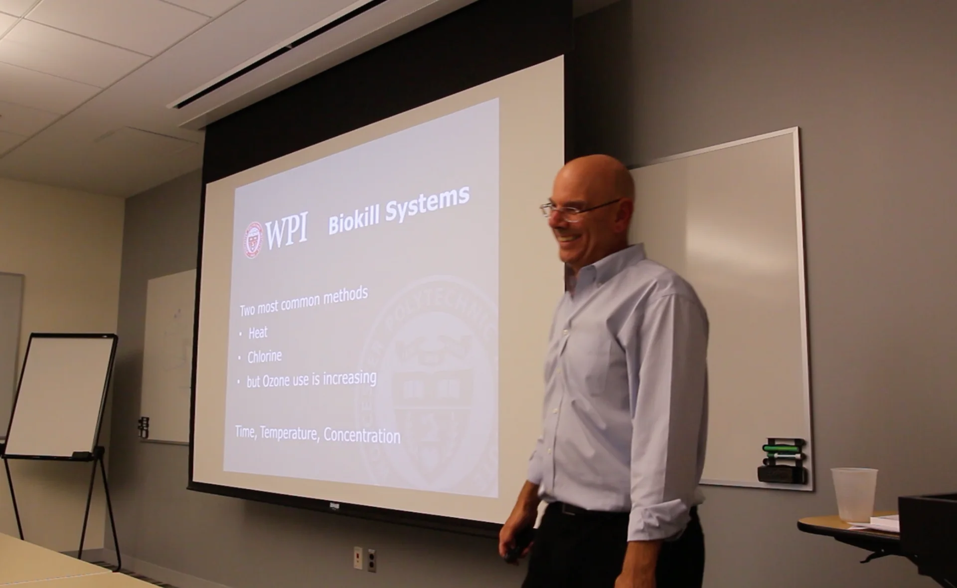 Brian Hagopian teaching an industrial wastewater course at WPI